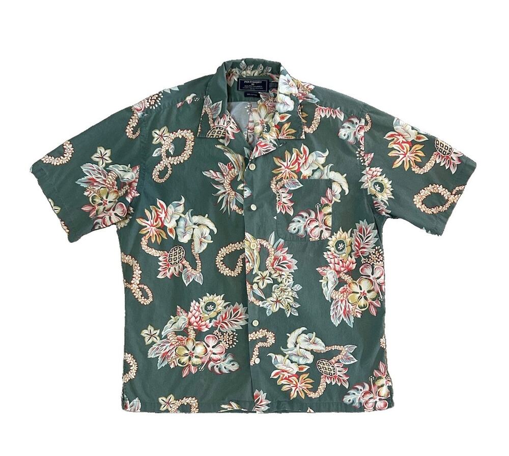 Vintage Polo Sport Ralph Lauren Hawaiian Button Up Short Sleeve Shirt Men’s L